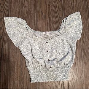 Monteau Light Blue Floral Blouse